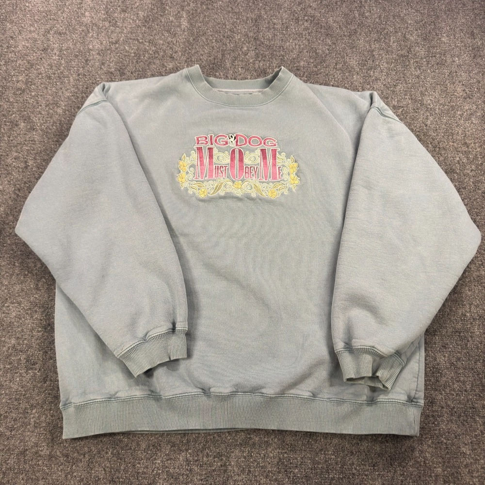 Vintage 90s Big Dogs Crewneck Sweatshirt XL Embroidered Big Dog Mom Must Obey Me